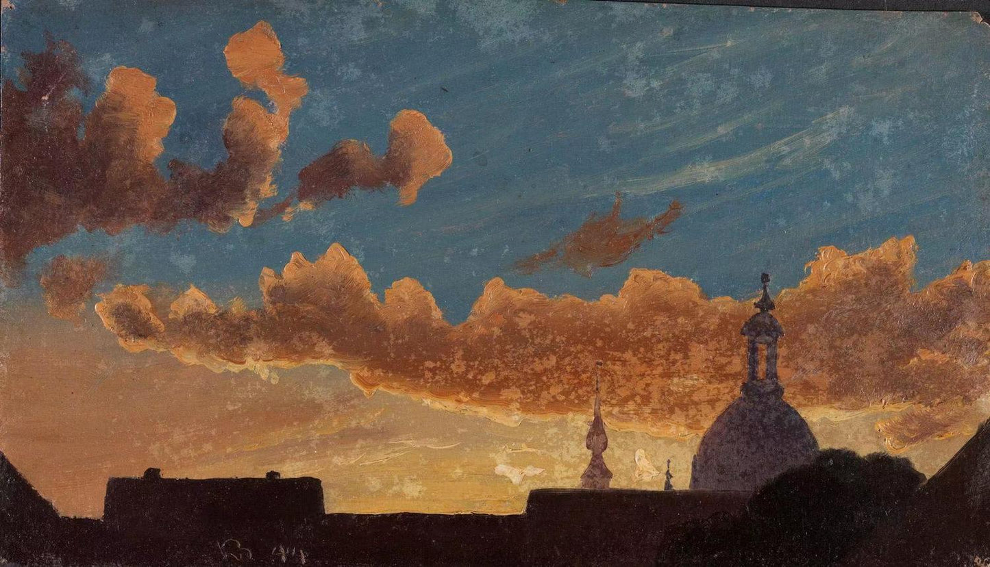 Evening Sky over Dresden ,Knud Baade,1808-1879