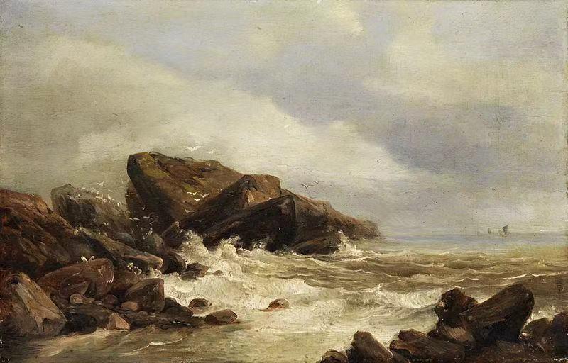 Felsenküste in der Brandung,Andreas Achenbach