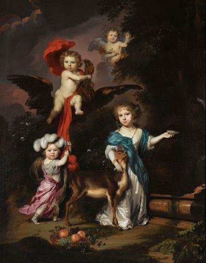 Four children as Ceres, Ganymede, Cherub and Diana  Nicolaes Maes