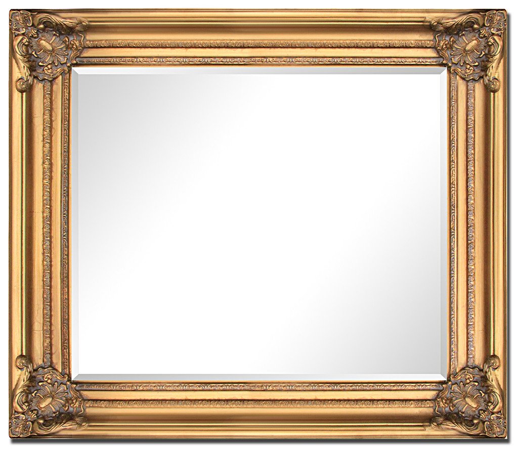Heavy beveled mirror in solid wood, 67x77 cm