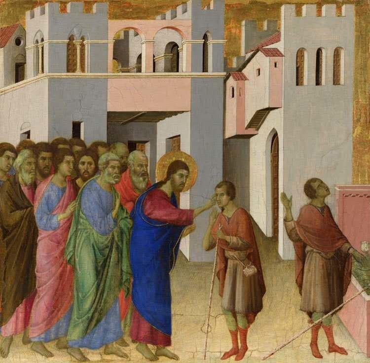 Jesus Opens the Eyes of a Man Born Blind,Duccio,43.5x45cm