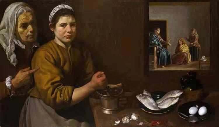 Kitchen Scene with Christ in the House,Diego Velazquez,60x35cm