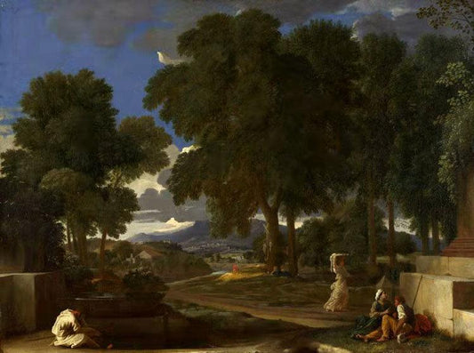 Landscape with a Man Washing His Feet at,Nicolas Poussin,50x37cm