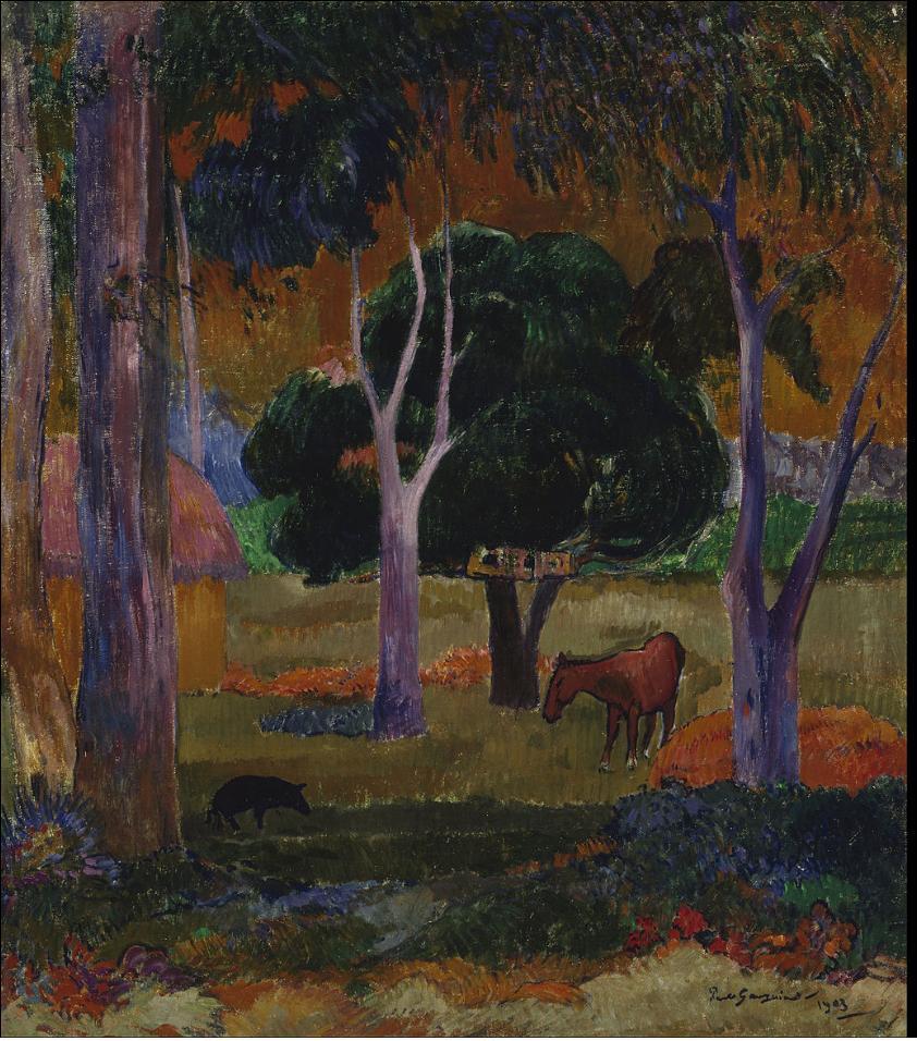 Landscape with a Pig and a Horse, 1903, Paul Gauguin