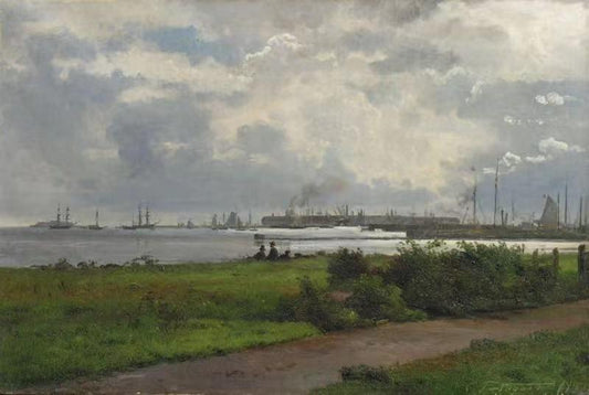 Landskab ved en havn,Carl Frederik Aagaard