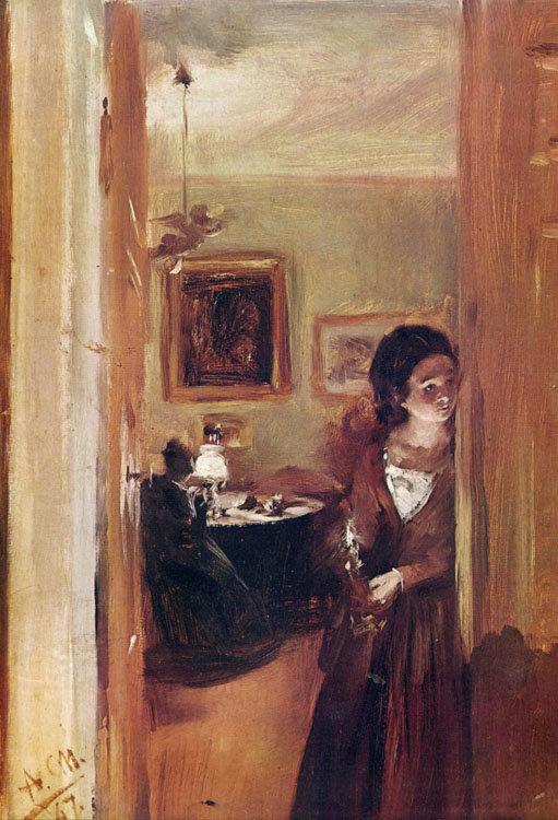 Living room and sister of the,Adolph von Menzel,46.1x31.6cm