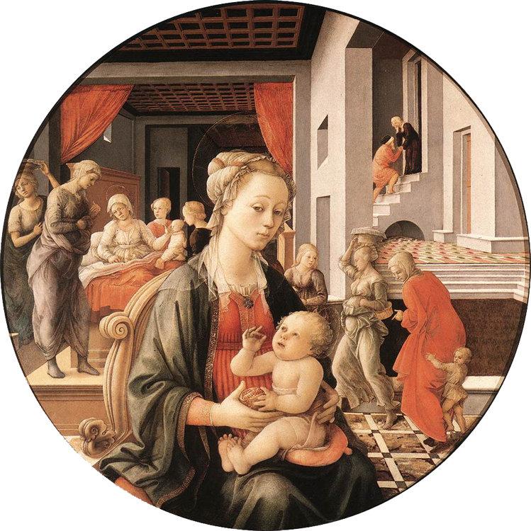 Madonna and Son with histories of the,Fra Filippo Lippi,50x50cm