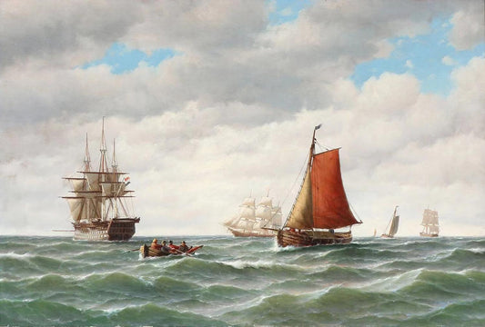 Marine med et hollandsk orlogsskib,Carl Bille,1815-1898