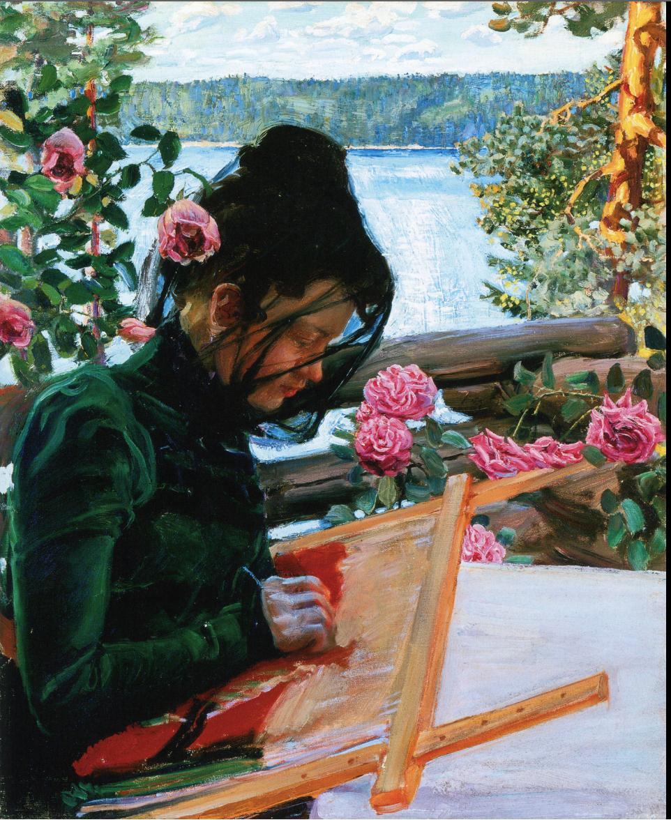 Mary Sewing on the Veranda of Kalela, 1897, Fede Galizia