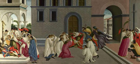 Miracles of Saint Zenobius,Sandro Botticelli,80x37cm