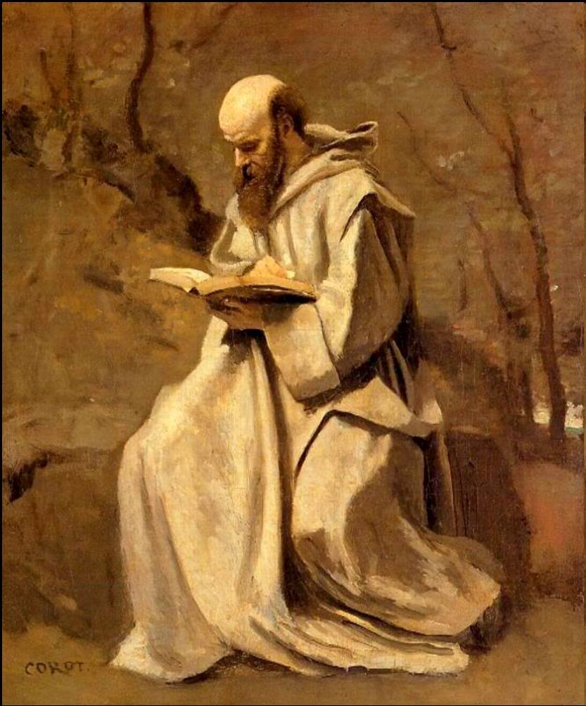 Monk Reading Book, 1850–1855, Jean-Baptiste-Camille Corot