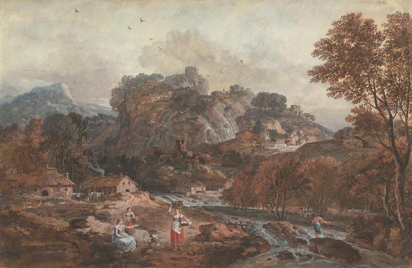 Mountain Landscape with Washerwomen and a Fisherman. c. 1765–8... Francesco Zuccarelli