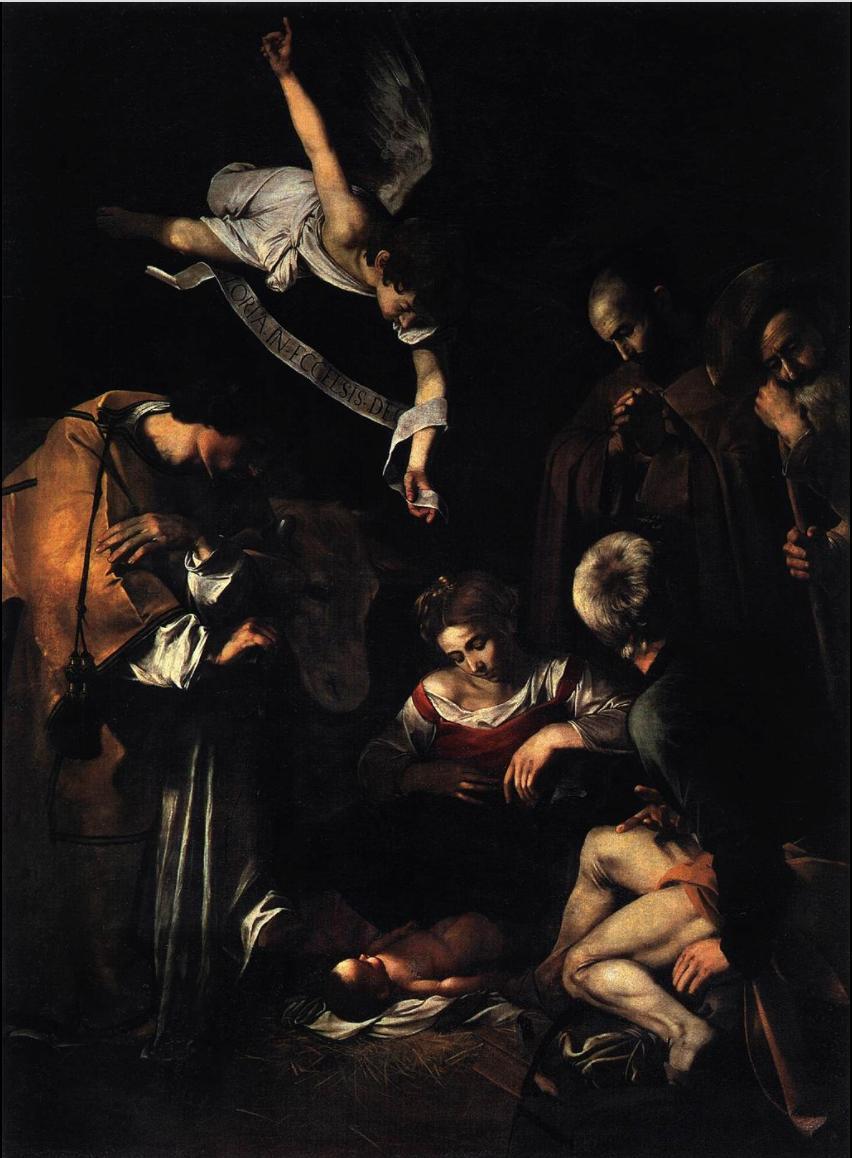 Nativity with St. Francis St. Lawrence, Michelangelo Merisi