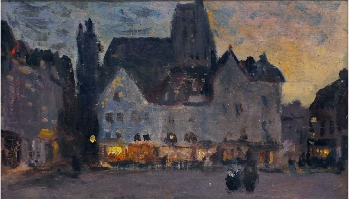 Nocturnal Town Square European Plaza, Colin Campbell Cooper