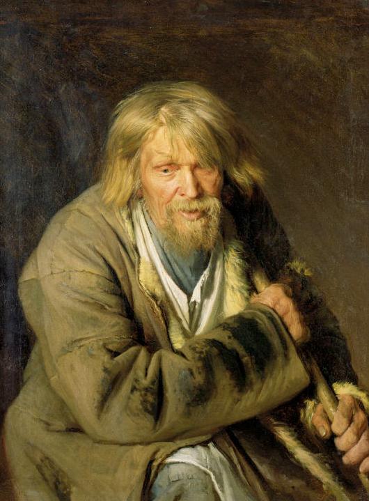 Old man with a crutch ，Ivan Nikolaevich Kramskoi