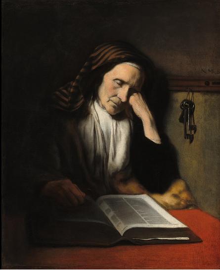 Old woman dozing，  Nicolaes Maes