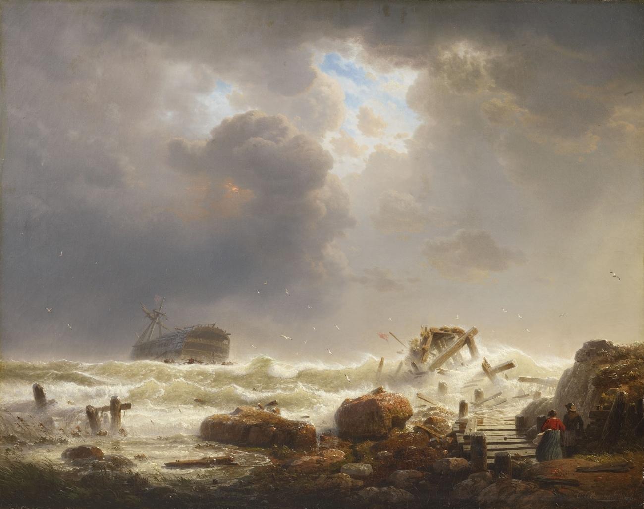 Orage sur le littoral,Andreas Achenbach,1815-1910