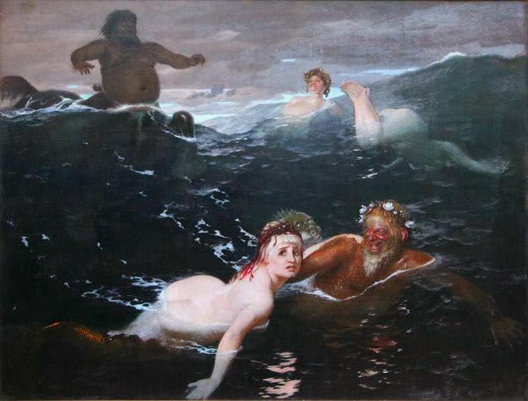 Playing in the Waves,Arnold Bocklin,50x38cm