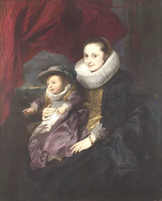 Portrait of a Woman and Child,Anthony Van Dyck,50x40cm