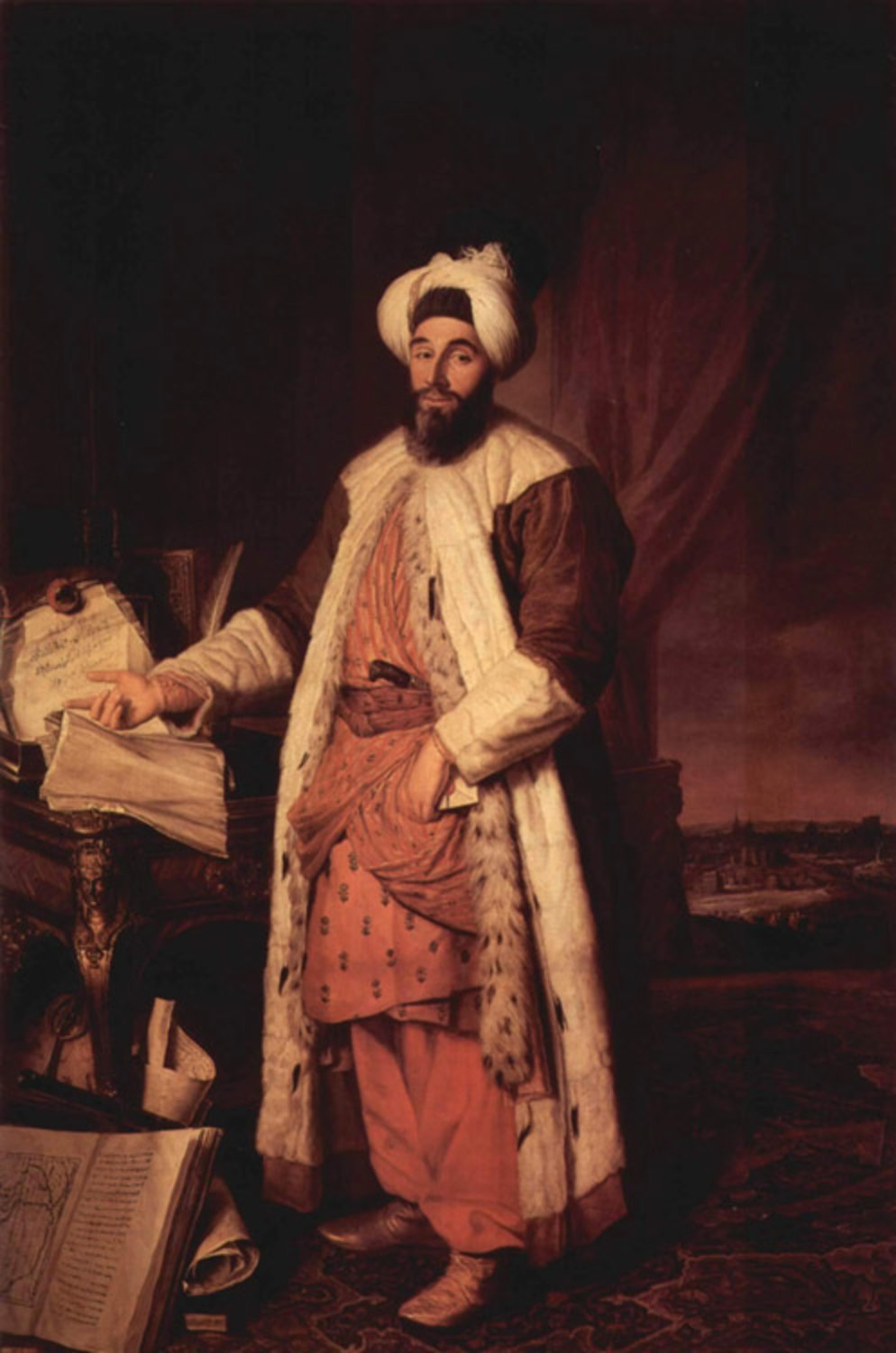 Portrait of the Pasha Mehmed,Aved, Jacques-Andre-Joseph,60x40cm