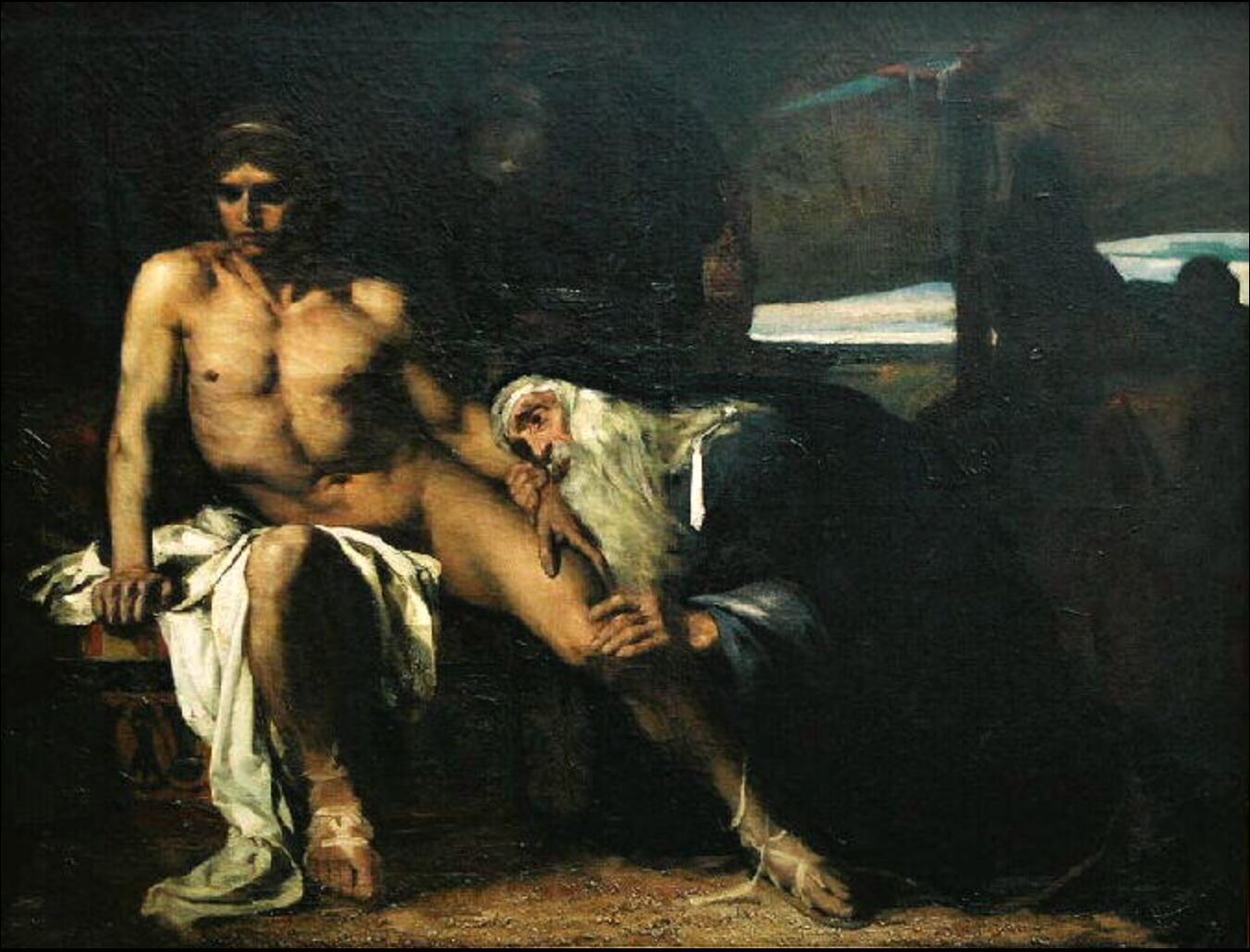 Priam at the Feet of Achilles (1876), Eugène Carrière