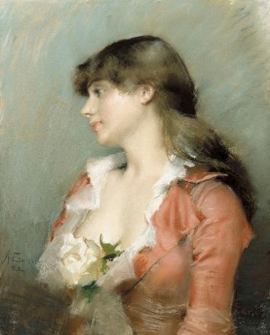 Profile of a young woman,   Albert Gustaf Aristides Edelfelt