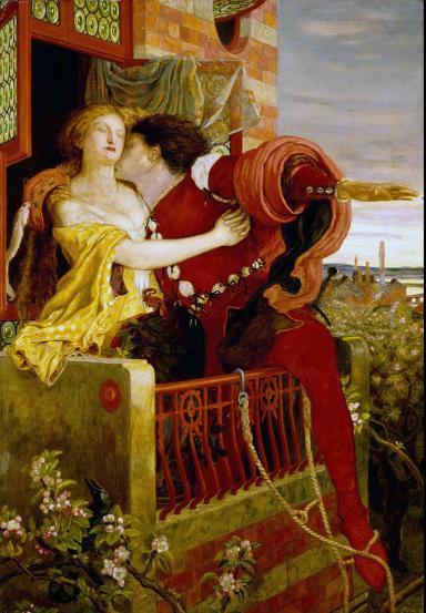 Romeo and Juliet parting on the balcony in Act III, Ford Madox Brown