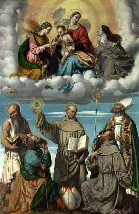 Saint Bernardino with Saints Jerome,MORETTO da Brescia,60x40cm