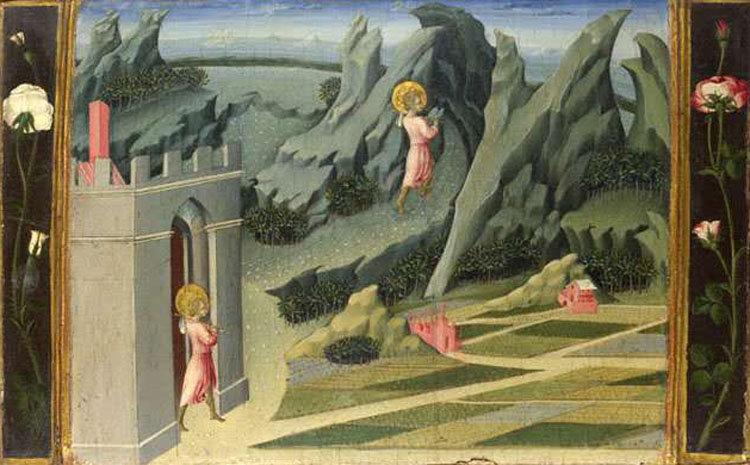 Saint John the Baptist Retiring to,Giovanni di Paolo,31.1x38.8cm