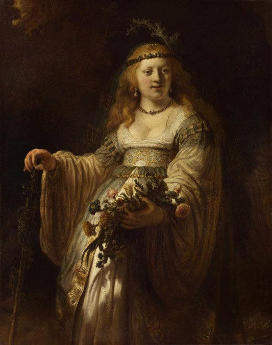 Saskia van Uylenburgh in Arcadian Costume,REMBRANDT,50x40cm