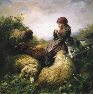 Shepherd Girl Knitting,  Rudolf Koller