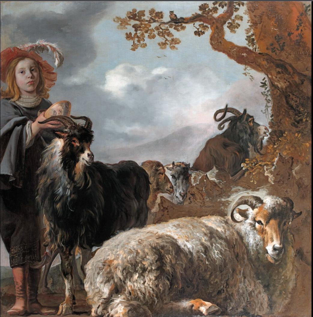 Shepherd boy with sheep and goats,Bartholomeus van der Helst