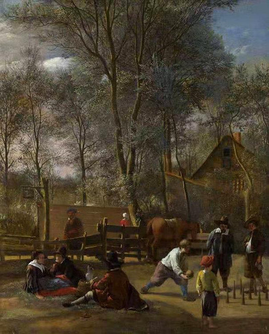 Skittle Players Outside an Inn,Jan Steen,33.5x27cm