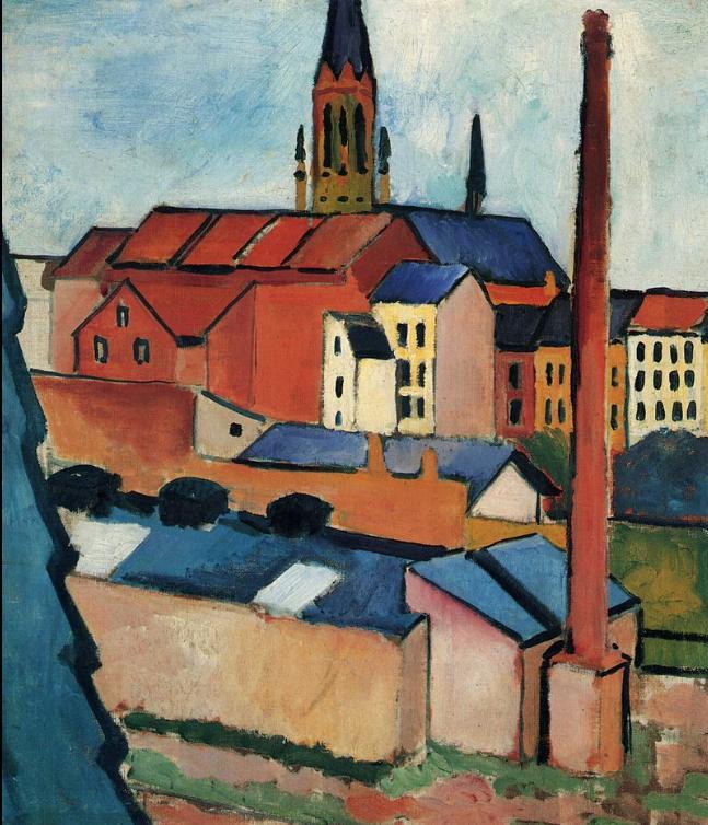 St. Mary's with houses and chimney，  August Robert Ludwig Macke