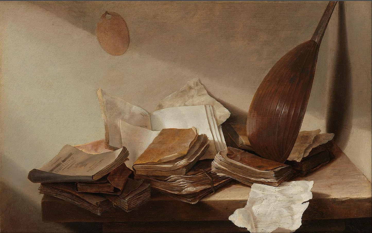 Still life with books and violin, 1628, Jan Davidsz. de Heem