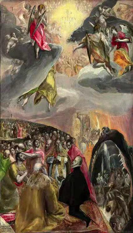 THe Adoration of the Name of Jesus,El Greco,60x34cm