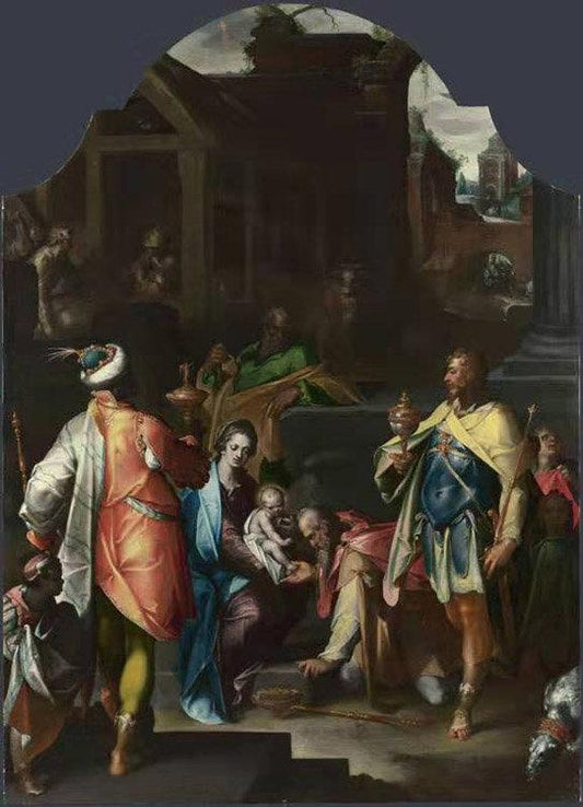 The Adoration of the Kings,Bartholomaeus Spranger,50x36cm