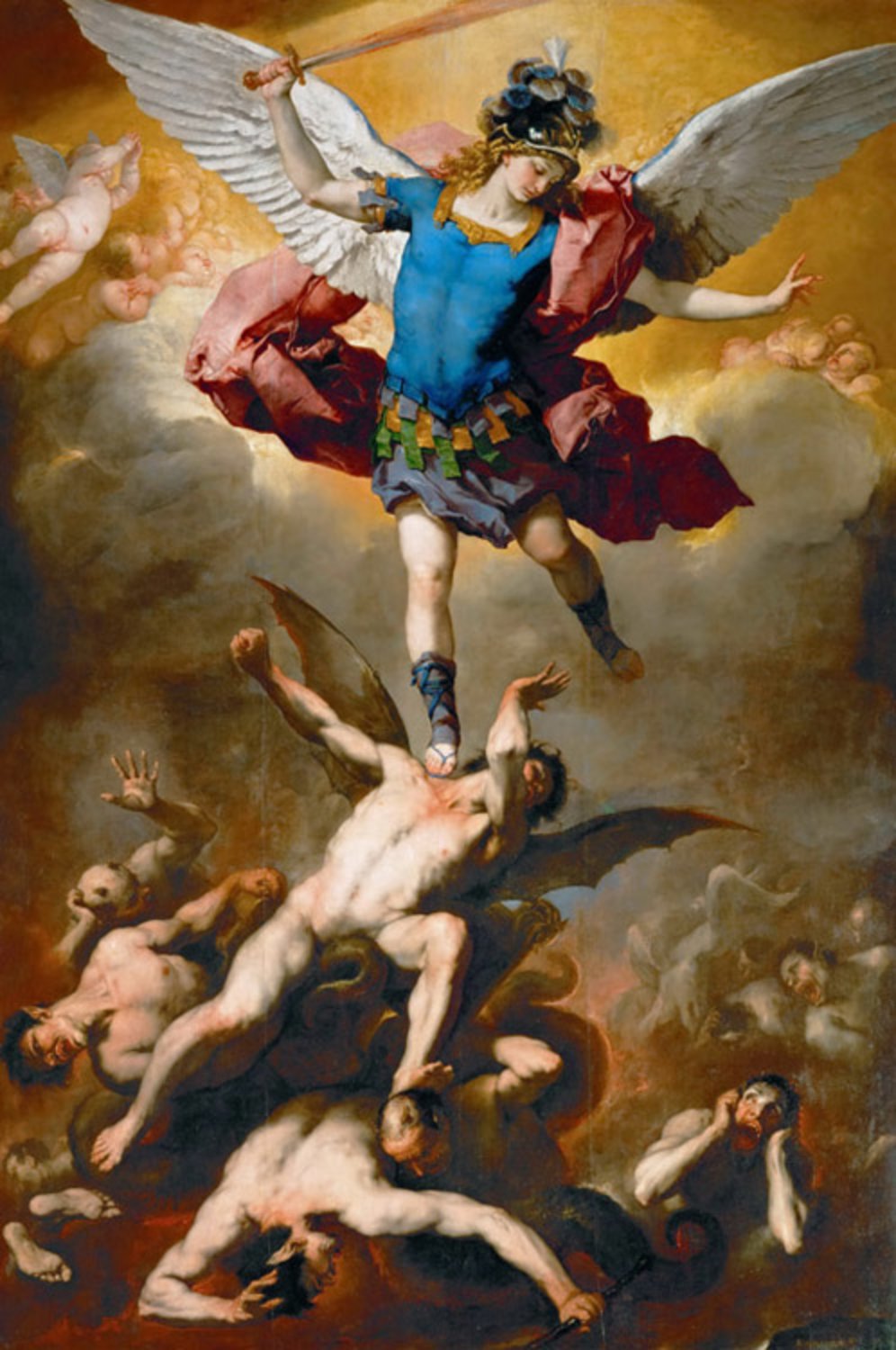 The Archangel Michael driving the,Luca Giordano,60x40cm