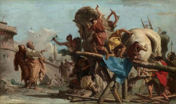 The Building of the Trojan,Giovanni Domenico Tiepolo,60x35cm