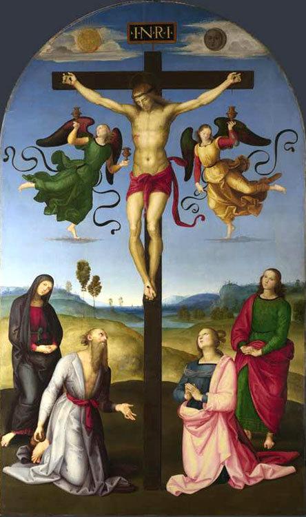 The Crucified Christ with the Virgin Mary,Saints,Raphael,60x36cm