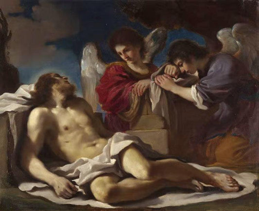 The Dead Christ Mourned by two Angels,GUERCINO,36.8x44.4cm