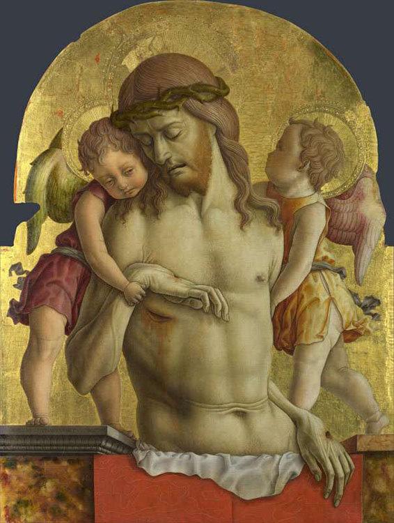 The Dead Christ Supported by two angels,Carlo Crivelli,50x38cm