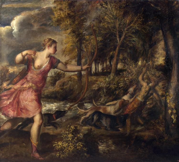 The Death of Actaeon,Titian,50x45cm