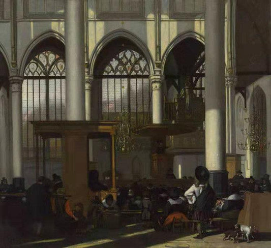 The Interior of the Oude Kerk,Amsterdam,Emanuel de Witte,50x46cm