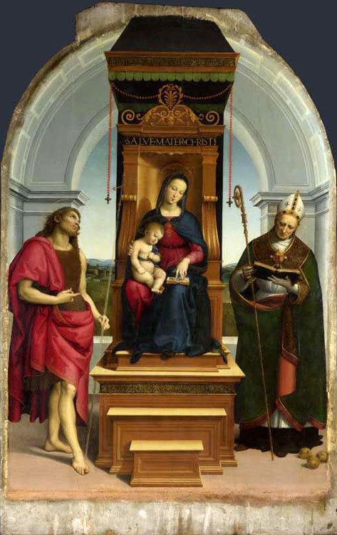 The Madonna and Child Enthroned with,Raphael,60x38cm