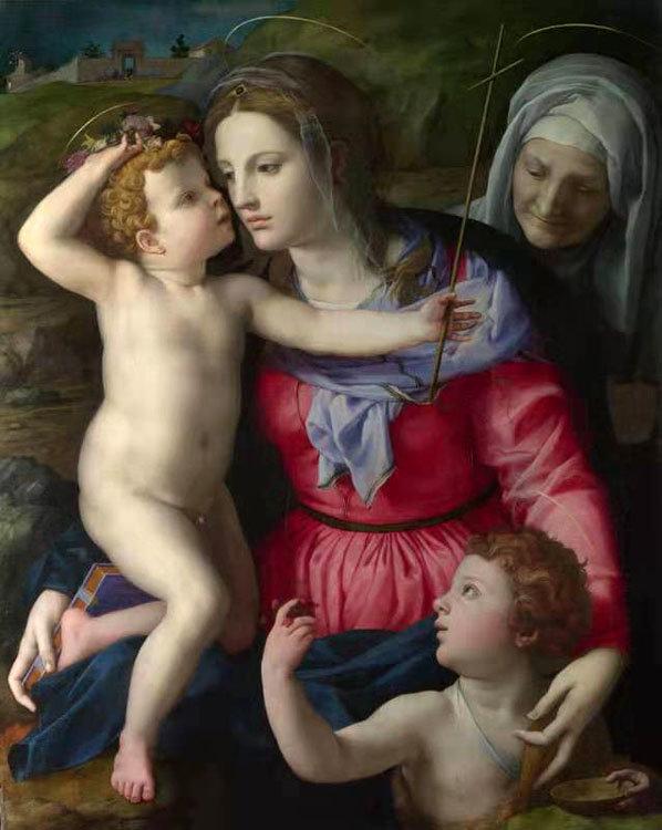 The Madonna and Child with Saint John,Agnolo Bronzino,50x40cm