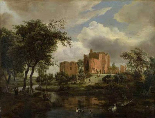 The Ruins of Brederode Castle,Meindert Hobbema,50x38cm