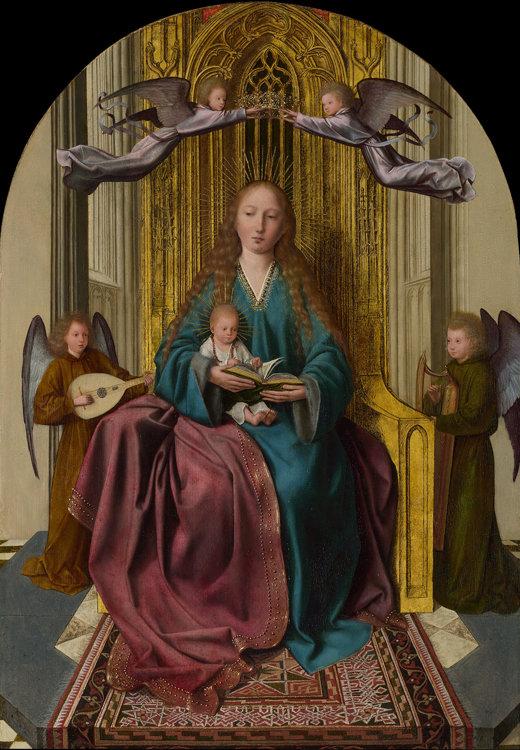 The Virgin and Child Enthroned,with,Quentin Massys,62.2x43.2cm