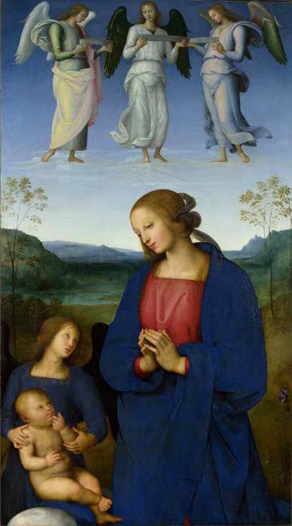 The Virgin and Child with an Angel,Pietro Perugino,60x33cm