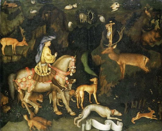 The Vision of Saint Eustace,PISANELLO,54.5x65.5cm